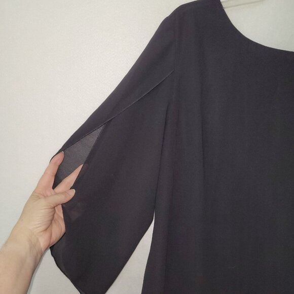 Grace Karin Dress Womens L Black Open Slit Sleeve Lined Classic Midi Minimalist - Picture 2 of 13